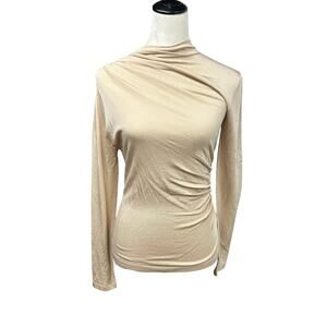 Oscar The Collection Quiet Luxury Ruched Top Sand Beige Minimalist Chic S
